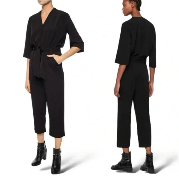 All Saints Pants - ALL SAINTS HAYLEY CROPPED SHORT SLEEVE JUMPSUIT BLACK Size 4 Quiet Luxury Money
